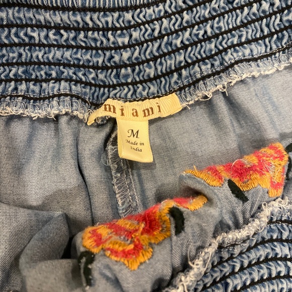 Francesca’s Denim Floral Embroidered Dress - Picture 2 of 3